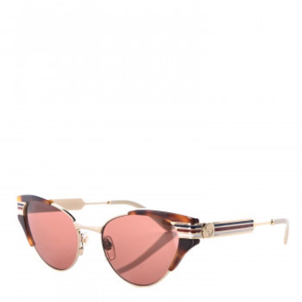 GUCCI Cat Eye Web Sunglasses GG0522S Tortoise Red White Blue Authentic